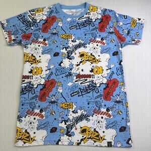 Screenshot Brand Men's Large Blue Comic Graffiti Graphic T Shirt Streetwear